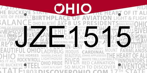JZE1515 Ohio License Plate