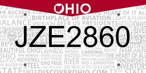 JZE2860 Ohio License Plate