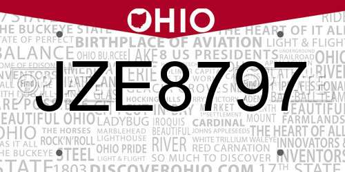 JZE8797 Ohio License Plate