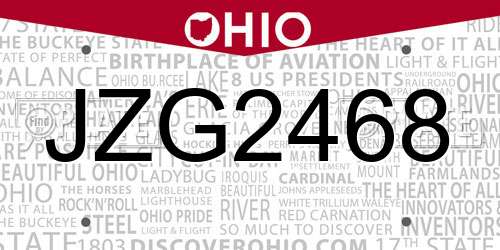 JZG2468 Ohio License Plate