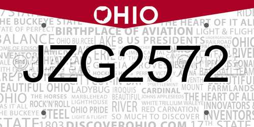 JZG2572 Ohio License Plate