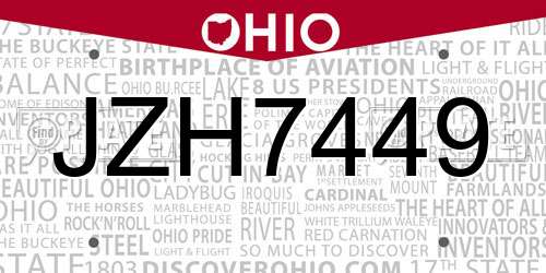 JZH7449 Ohio License Plate