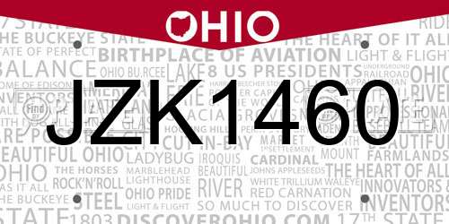 JZK1460 Ohio License Plate