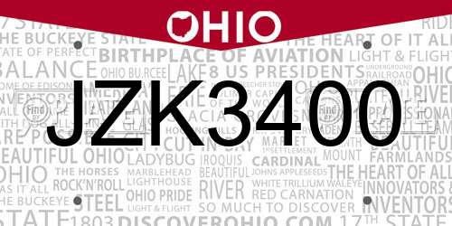 JZK3400 Ohio License Plate