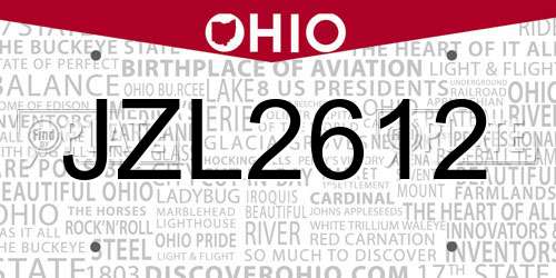 JZL2612 Ohio License Plate