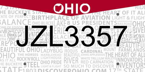 JZL3357 Ohio License Plate