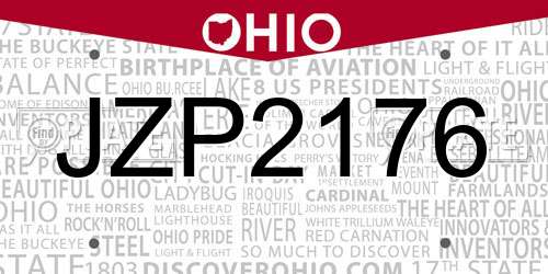 JZP2176 Ohio License Plate