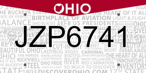 JZP6741 Ohio License Plate