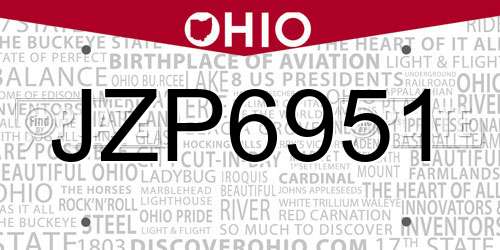 JZP6951 Ohio License Plate