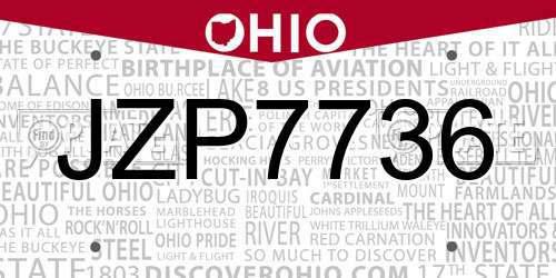 JZP7736 Ohio License Plate