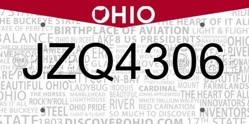 JZQ4306 Ohio License Plate