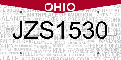 JZS1530 Ohio License Plate
