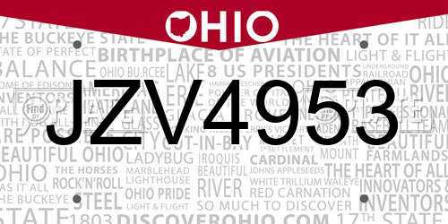 JZV4953 Ohio License Plate