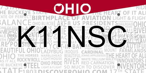 K11NSC Ohio License Plate