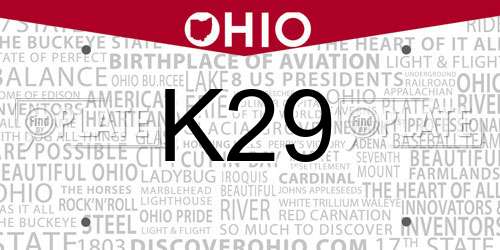 K29 Ohio License Plate