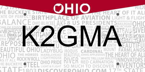 K2GMA Ohio License Plate