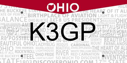K3GP Ohio License Plate