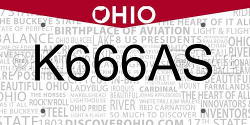 K666AS Ohio License Plate