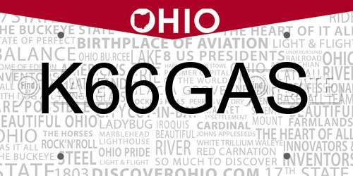 K66GAS Ohio License Plate
