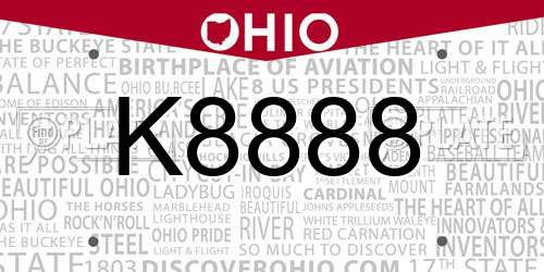 K8888 Ohio License Plate