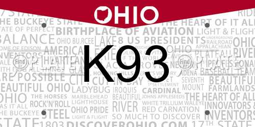K93 Ohio License Plate