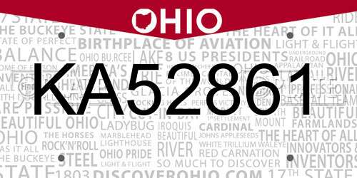 KA52861 Ohio License Plate