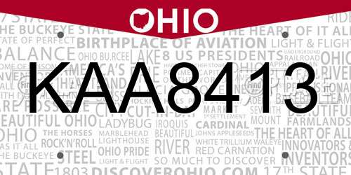 KAA8413 Ohio License Plate