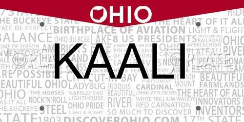 KAALI Ohio License Plate