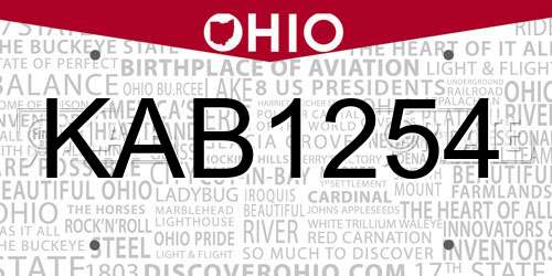 KAB1254 Ohio License Plate