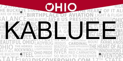 KABLUEE Ohio License Plate