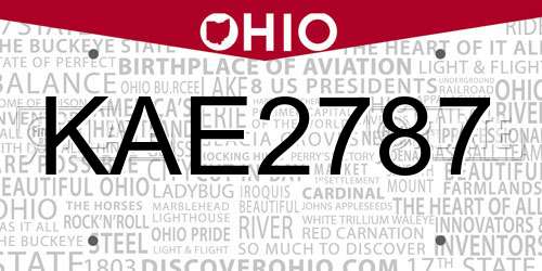 KAE2787 Ohio License Plate