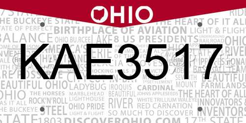 KAE3517 Ohio License Plate