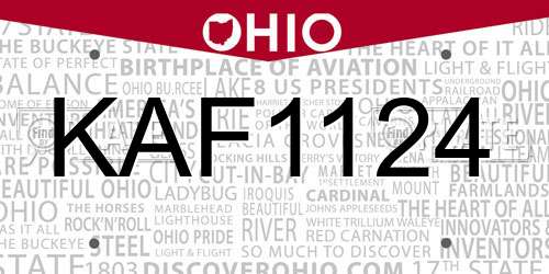 KAF1124 Ohio License Plate