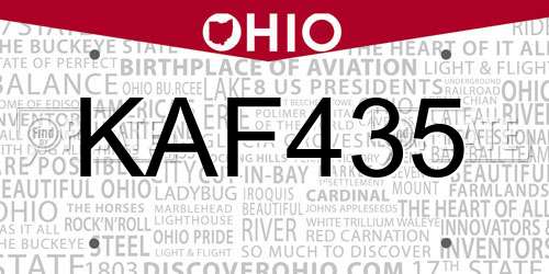 KAF435 Ohio License Plate