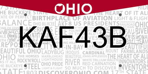 KAF43B Ohio License Plate