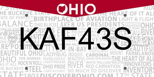 KAF43S Ohio License Plate
