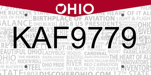 KAF9779 Ohio License Plate