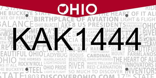 KAK1444 Ohio License Plate
