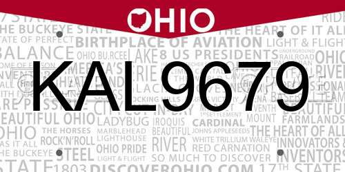 KAL9679 Ohio License Plate