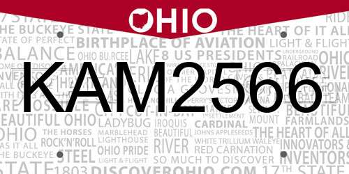 KAM2566 Ohio License Plate
