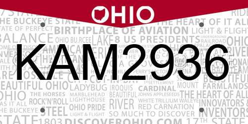 KAM2936 Ohio License Plate