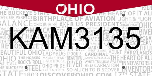 KAM3135 Ohio License Plate