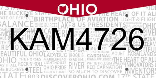 KAM4726 Ohio License Plate