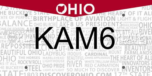 KAM6 Ohio License Plate