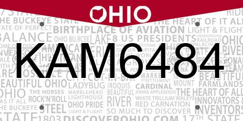KAM6484 Ohio License Plate