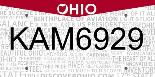 KAM6929 Ohio License Plate