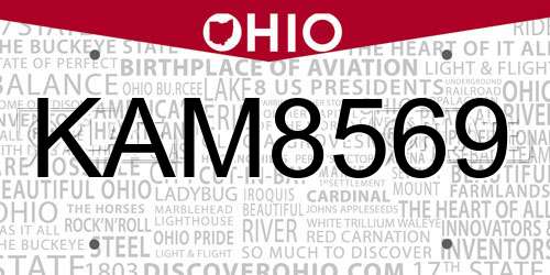 KAM8569 Ohio License Plate