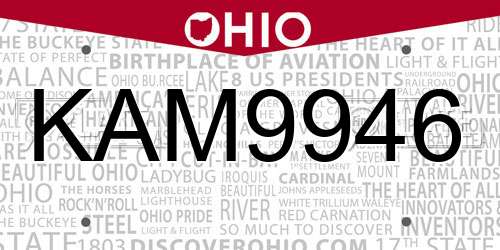 KAM9946 Ohio License Plate