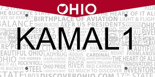 KAMAL1 Ohio License Plate