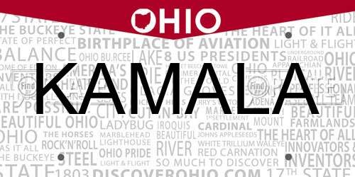 KAMALA Ohio License Plate